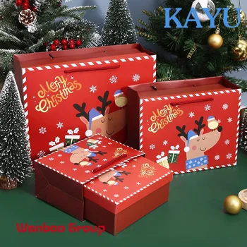 Изготовленная на Заказ Красная Магнитная складная подарочная коробка с логотипом, Рождественская большая подарочная упаковка в Канун Рождества