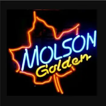 Изготовленная на заказ неоновая световая вывеска пивного бара из стекла Molson Goldn Maple Leaf