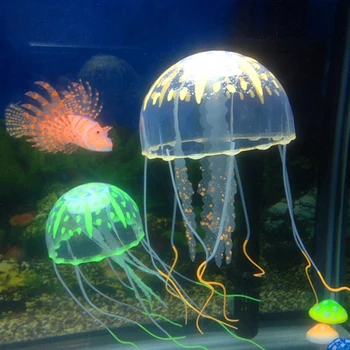 Искусственные красочные медузы со светящимся эффектом, аквариумный декор, мини-подводная лодка, орнамент, водные принадлежности для домашних животных