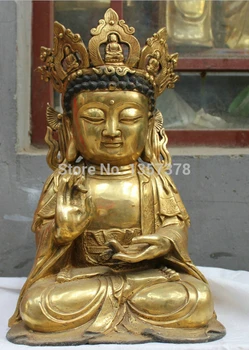 Китайский Тибет Тибетский буддизм Позолоченная Бронзовая статуя Гуаньинь Скульптура Будды