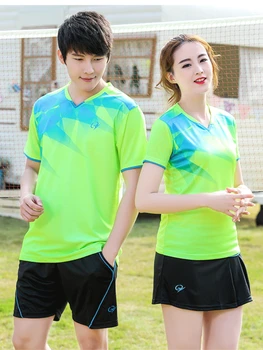 Корейская одежда для настольного тенниса, одежда для парной команды, одежда для бадминтона, Спортивная одежда для тренировок, впитывающая влагу футболка с коротким рукавом с принтом