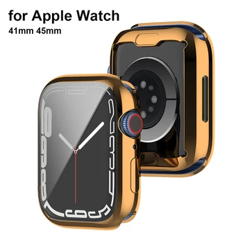 Корпус из розового золота, совместимый с Apple Watch 45mm Series 7, защитная пленка 41 мм, ультратонкий мягкий TPU HD, общее защитное покрытие