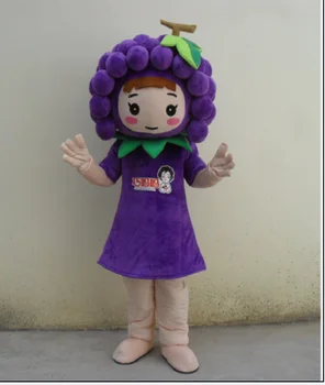 Костюм талисмана виноградной девушки, костюм персонажа фруктового мультфильма, Маскарадное платье для вечеринки в честь Хэллоуина, карнавальный костюм маскотта для взрослых