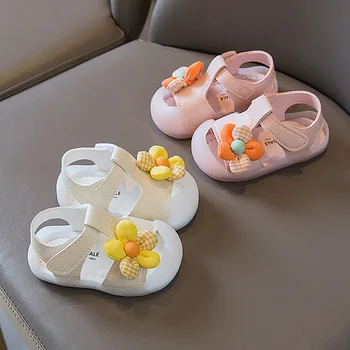 Летние сандалии Для маленьких девочек, обувь принцессы с мягкой подошвой, Дышащая обувь для малышей, Обувь с цветочными конфетами, Детская обувь