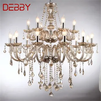 Люстра DEBBY в европейском стиле, Коньячная подвеска, хрустальная свеча, роскошные светильники, светодиодные светильники для дома, гостиничного зала