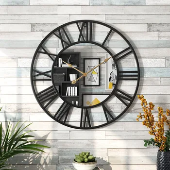 Металлические настенные часы с зеркалом, большие винтажные роскошные настенные часы, Современный дизайн, бесшумные круглые часы, домашний декор для гостиной, настенный декор