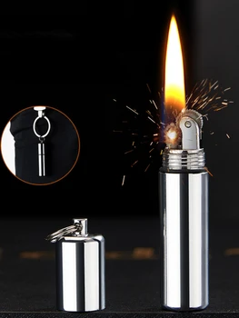 Мини-брелок для ключей шлифовальный круг керосиновая зажигалка водонепроницаемая подвесная зажигалка с пламенем многофункциональный удобный воспламенитель