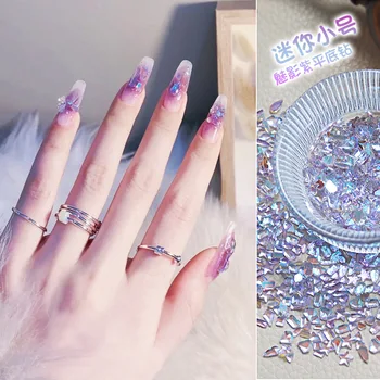 Мини-красивый яркий фантомно-фиолетовый Дизайн ногтей с плоской спинкой из стразового стекла, применяемый для маникюра 