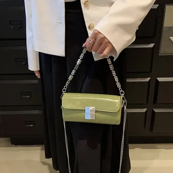 Модная мини-сумка через плечо, высококачественная сумка через плечо из искусственной кожи, Дизайнерский бренд, Женская сумка на металлической цепочке, кошелек, пляжная сумка