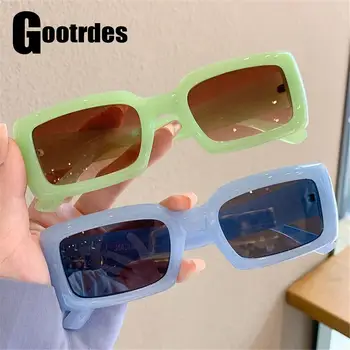Модные солнцезащитные очки ярких цветов, модные солнцезащитные очки в прямоугольной оправе, популярные оттенки летних очков UV400