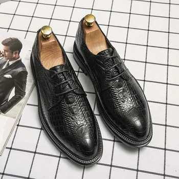 Мужские черные кожаные туфли Оксфорды Высокого качества, роскошные оксфордские туфли на шнуровке, итальянская классическая мужская обувь в деловом стиле