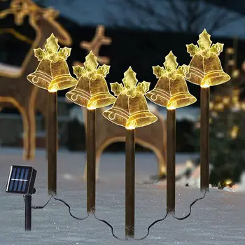 Наружный Солнечный Садовый светильник, 5 упаковок рождественских украшений с колокольчиками, Водонепроницаемый Солнечный фонарь для освещения внутреннего дворика, дорожки, ландшафта