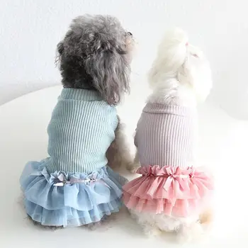 Наряды с юбкой-пузырем для собак, удобное для кожи платье для собак, ткань с оборками, стильный косплей для улицы