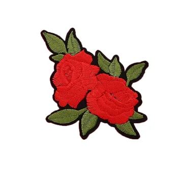 Нашивки с вышивкой в виде роз для одежды в полоску, наклейка в стиле пэчворк, сделанная своими руками, аппликация в виде цветов на заказ