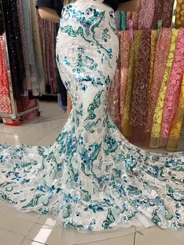 Нигерийская кружевная ткань с крупными блестками для свадебного платья Африканская кружевная ткань 2022 года, высококачественные новые Африканские кружевные ткани с блестками