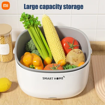 Новая Электрическая Стиральная машина Xiaomi для овощей и фруктов Ультразвуковая Беспроводная Корзина Большой Емкости для очистки пищевых зерен Кухонные Инструменты