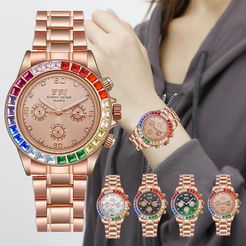 Новые мужские часы из нержавеющей стали, Роскошные Модные Женские часы, Кварцевые часы, наручные часы со стразами, Мужские часы Relogio Feminino