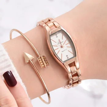 Новые повседневные кварцевые женские часы-браслет из розового золота, новое поступление, креативные женские модные роскошные часы, платье, кварцевые часы