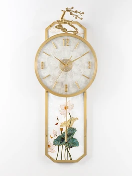 Новые роскошные латунные настенные часы в китайском стиле в гостиной, креативное украшение дома, Настенные подвесные часы, Металлические настенные часы