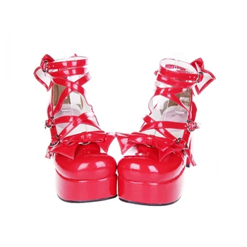 Новые туфли в японском стиле в стиле Лолиты, Обувь/ботинки для косплея в стиле аниме, обувь принцессы для девочек, женские туфли на высоком каблуке с бантом