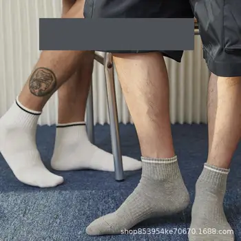 Носки мужские хлопковые осенне-зимние короткие простые однотонные спортивные гигроскопичные мужские носки без косточек