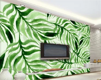 Обои Papel de parede на заказ зеленые маленькие свежие листья гостиная ТВ фон настенная декоративная роспись из папье-маше