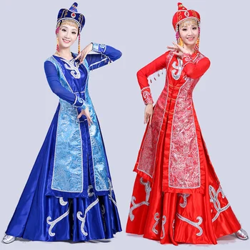 Одежда для Монгольского шоу, костюм-платье, Танцевальная одежда Внутренней Монголии, Монгольский халат, юбка для выступлений этнических меньшинств для взрослых