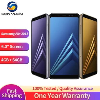 Оригинальный Samsung Galaxy A8 + (2018) A730F 4G Мобильный телефон с двумя SIM-картами 6,0 