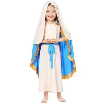 Пасхальный христианский Библейский костюм Девы Марии для девочек, косплей-костюм на Хэллоуин, Карнавал, Пурим, праздничный костюм для детей