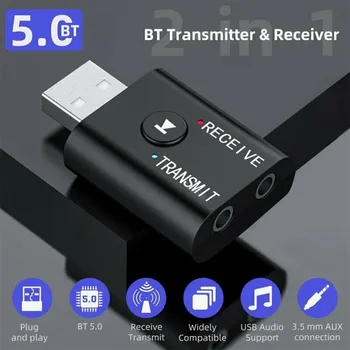 Передатчик-приемник Bluetooth 5.0 2 В 1 Беспроводной аудио 3,5 мм USB Aux Адаптер Зарядное Устройство Аудиоприемник громкой связи