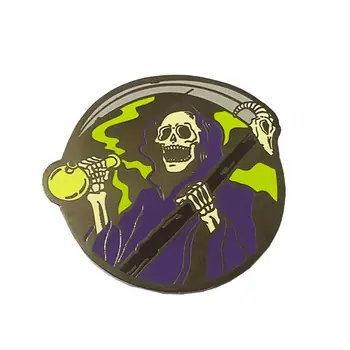 Персонализированный мультяшный крутой узор черная булавка для лацкана с твердой никелевой эмалью, круглый синий и зеленый значок на Хэллоуин ручной работы для подарка