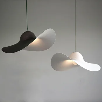 Подвесные светильники Минималистичная Современная светодиодная люстра, креативная лампа в соломенной шляпе, украшение гостиной, ресторана, кофейни