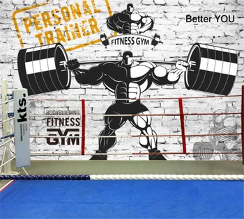 Пользовательские обои beibehang 3D стерео кирпичная стена тяжелая атлетика ностальгический ретро спорт изображение тренажерного зала для тяжелой атлетики фон стены