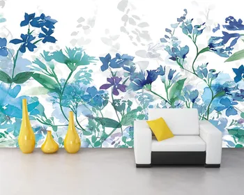 Пользовательские обои фото акварель ручная роспись пасторальные цветы фон стены украшение дома фреска 3D обои