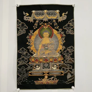 Портрет Тибетского Будды, Парчовый Шелк, Непальская Тханка, Вышивка Ваджрасаттвы.