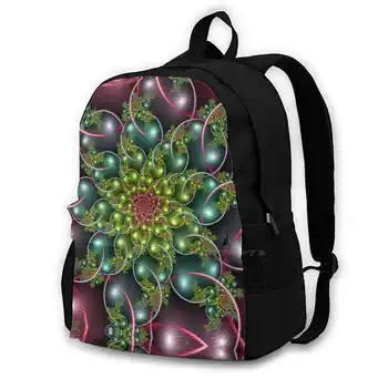 Радужный спиральный фрактал Большой емкости Модный рюкзак для ноутбука Дорожные сумки Абстрактная компьютерная графика Сюрреалистичная