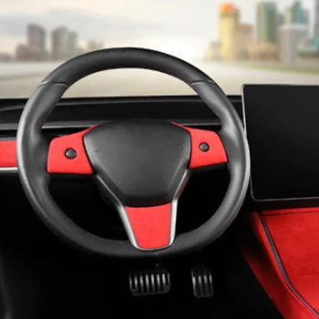 Рамка панели кнопок рулевого колеса из замши Наклейка для украшения интерьера Tesla Model 3 2018 2019 2020 Аксессуары для стайлинга автомобилей