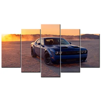 Рамки для настенного искусства 5 шт. Холст Картины Принты Плакаты Challenger SRT Hellcat Muscle Car Картинки для гостиной