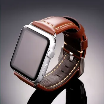 Ремешок из натуральной Кожи для Apple Watch Band 44 мм 40 мм 42 мм 38 мм Ремень из Воловьей Кожи Браслет iWatch Apple Watch Series 3 4 5 SE 6 Band