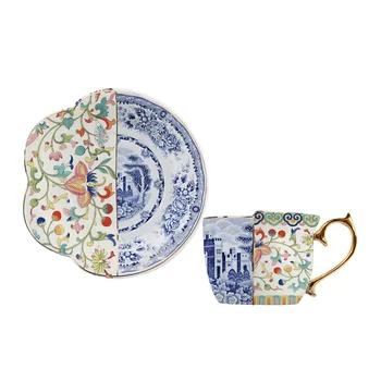Роскошный набор кофейных чашек и блюдец в британском стиле с золотой керамикой Handel, Послеобеденный чай для капучино
