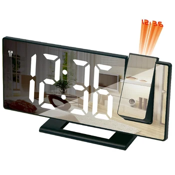 Светодиодный Цифровой Умный будильник Проектор времени Повтор светодиодных зеркальных электронных проекционных часов Прикроватные часы для спальни