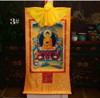 Свиток тибетского буддийского Амулета Будды из шелка с позолотой Тханка Тханка Амулет Шакьямуни 35 см