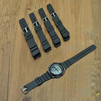 Силиконовые ремешки для часов 16 18 20 22 мм Мужские черные спортивные резиновые для дайвинга Ремешок для часов Серебристая пряжка из нержавеющей стали для Casio