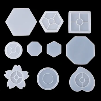Силиконовые формы различных форм, прозрачные многоугольные круглые подставки, формы для литья из силиконовой эпоксидной смолы, формы для изготовления поделок ручной работы