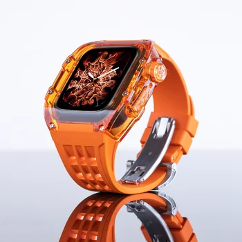 Силиконовый ремешок прозрачный чехол для Apple watch 6 5 4 SE 44 мм Комплект для замены и модификации смарт-часов iwatch 8 7 45 мм