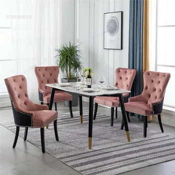 Скандинавские Фланелевые обеденные стулья, мебель для столовой, Креативное кресло, Минималистичный Современный обеденный стул со спинкой, Ресторан, Отель