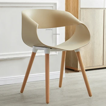 Скандинавские креативные обеденные стулья, Современная пластиковая спинка, офисное кресло для отдыха, Домашняя спальня, Ленивый Деревянный стул, мебель для столовой