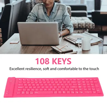 Складная силиконовая клавиатура 108 клавиш Водонепроницаемая Конструкция с полной герметизацией, немой набор текста, Складная клавиатура горячая