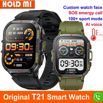 Смарт-часы T21 Bluetooth-вызов, пульсометр, Температура тела, Монитор здоровья, фитнес, Спорт, умные часы на открытом воздухе, мужские IP67 Водонепроницаемые