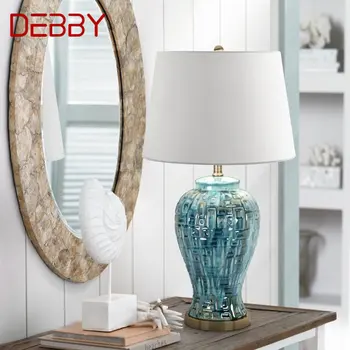 Современная керамическая настольная лампа DEBBY LED Creative в американском стиле синего цвета Настольная лампа для декора дома Гостиной Спальни